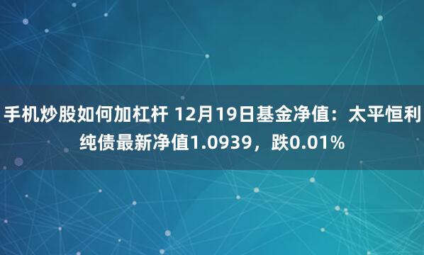 手机炒股如何加杠杆 12月19日基金净值：太平恒利纯债最新净值1.0939，跌0.01%