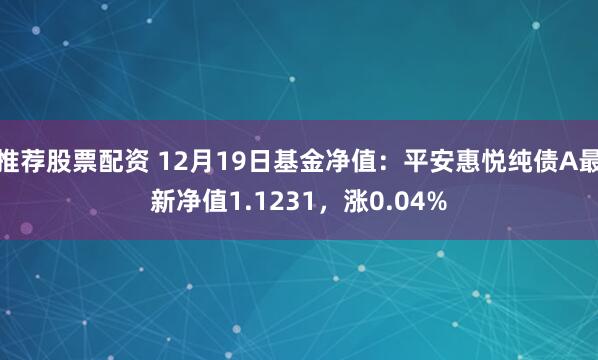 推荐股票配资 12月19日基金净值：平安惠悦纯债A最新净值1.1231，涨0.04%