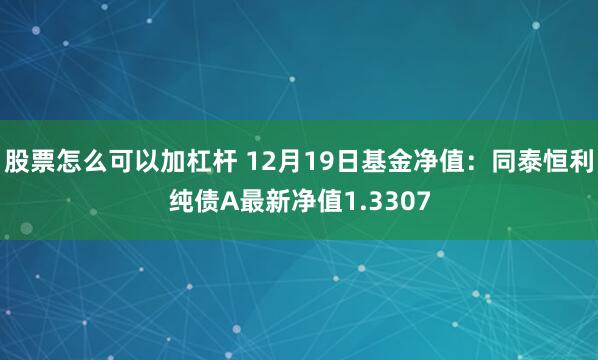 股票怎么可以加杠杆 12月19日基金净值：同泰恒利纯债A最新净值1.3307