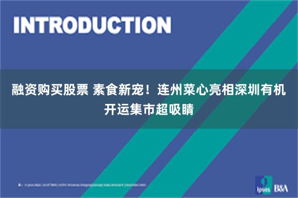 融资购买股票 素食新宠！连州菜心亮相深圳有机开运集市超吸睛