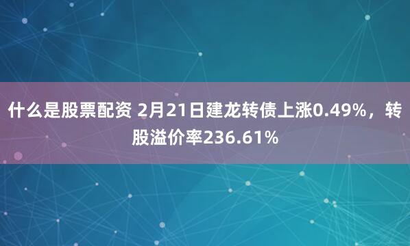 什么是股票配资 2月21日建龙转债上涨0.49%，转股溢价率236.61%