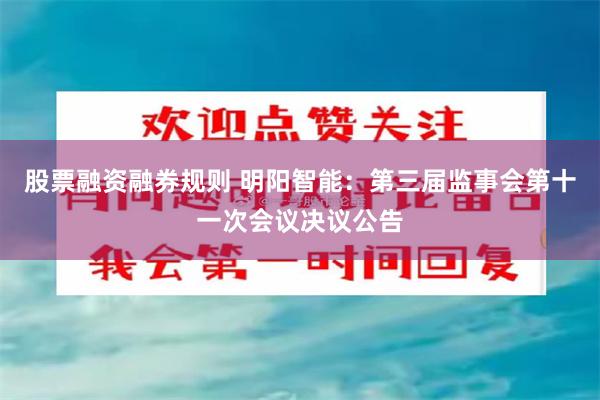 股票融资融券规则 明阳智能：第三届监事会第十一次会议决议公告